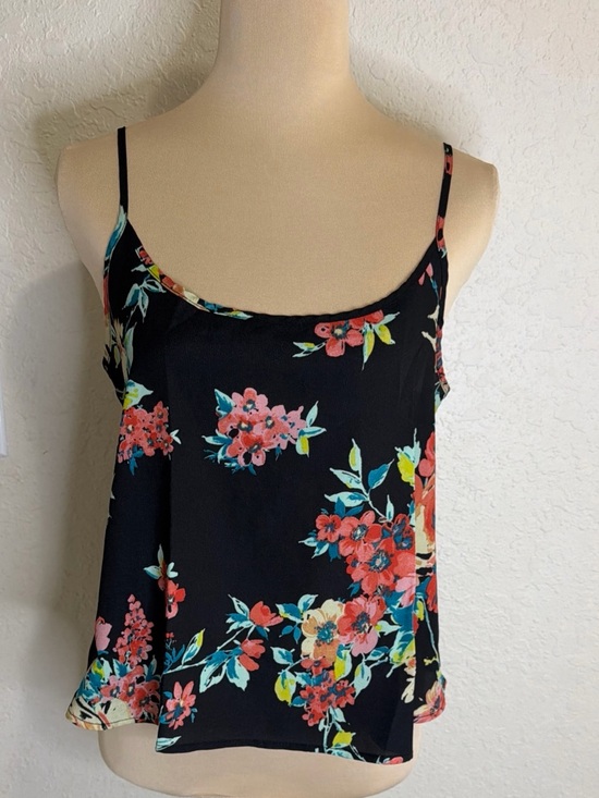 Ambiance Tops - Ambiance Apparel Women’s Floral Open Back Tank/Top Black Size Small